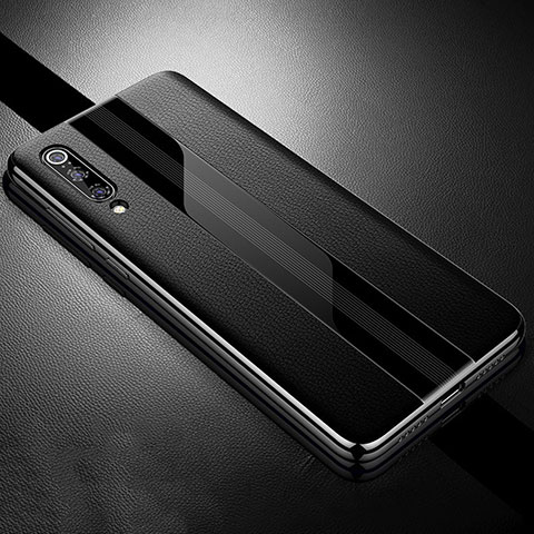 Coque Silicone Gel Motif Cuir Housse Etui S01 pour Xiaomi Mi 9 Noir