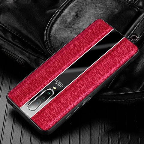 Coque Silicone Gel Motif Cuir Housse Etui S01 pour Xiaomi Poco X2 Rouge