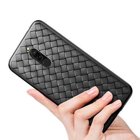 Coque Silicone Gel Motif Cuir Housse Etui S01 pour Xiaomi Redmi 8 Noir