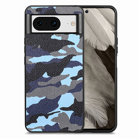 Coque Silicone Gel Motif Cuir Housse Etui S01D pour Google Pixel 8 5G Bleu