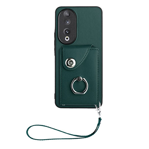 Coque Silicone Gel Motif Cuir Housse Etui S01D pour Huawei Honor 90 5G Vert