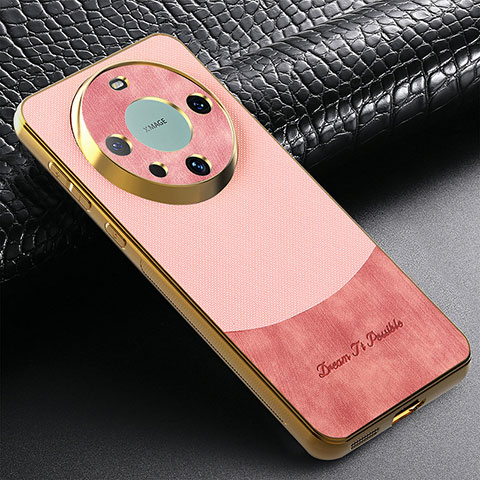 Coque Silicone Gel Motif Cuir Housse Etui S01D pour Huawei Mate 60 Or Rose