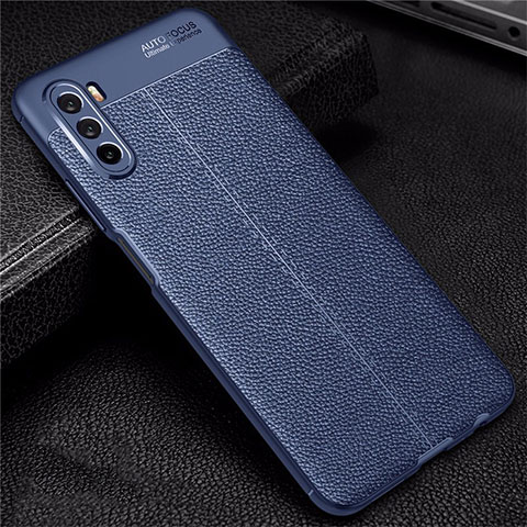 Coque Silicone Gel Motif Cuir Housse Etui S02 pour Huawei Mate 40 Lite 5G Bleu