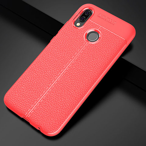 Coque Silicone Gel Motif Cuir Housse Etui S02 pour Huawei Nova 3e Rouge