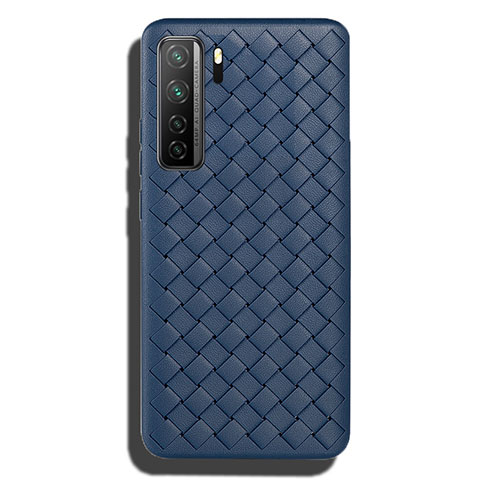 Coque Silicone Gel Motif Cuir Housse Etui S02 pour Huawei Nova 7 SE 5G Bleu