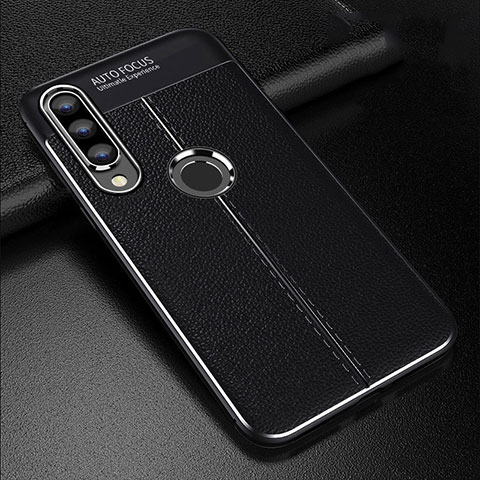 Coque Silicone Gel Motif Cuir Housse Etui S02 pour Huawei P30 Lite New Edition Noir