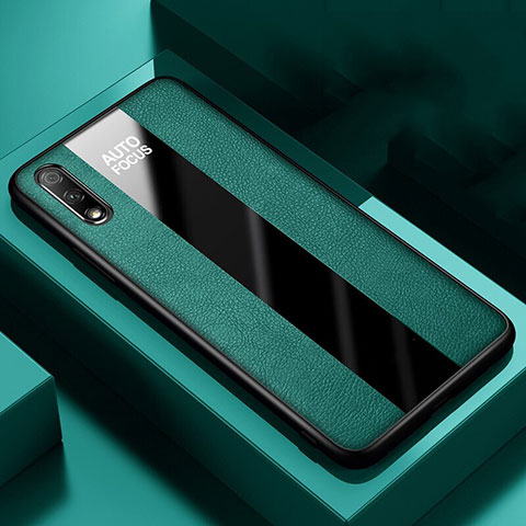 Coque Silicone Gel Motif Cuir Housse Etui S02 pour Huawei Y9 Prime (2019) Vert