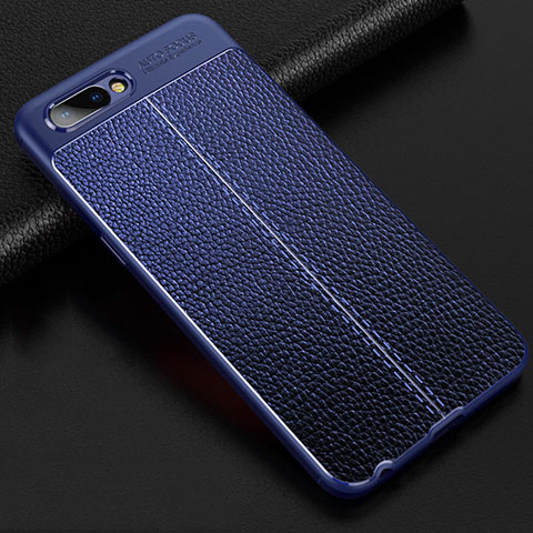 Coque Silicone Gel Motif Cuir Housse Etui S02 pour Oppo A12e Bleu