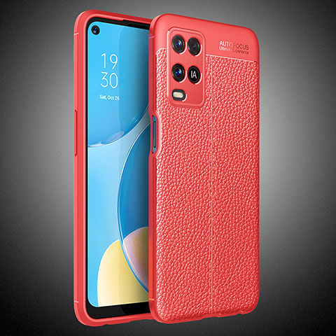 Coque Silicone Gel Motif Cuir Housse Etui S02 pour Oppo A54 4G Rouge