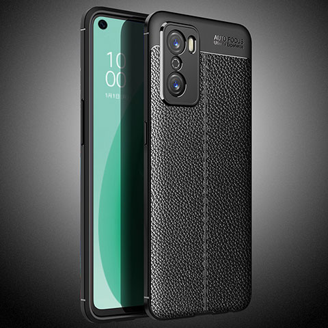 Coque Silicone Gel Motif Cuir Housse Etui S02 pour Oppo A55S 5G Noir