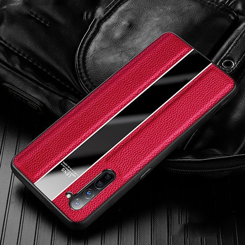 Coque Silicone Gel Motif Cuir Housse Etui S02 pour Oppo F15 Rouge