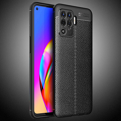 Coque Silicone Gel Motif Cuir Housse Etui S02 pour Oppo F19 Pro Noir