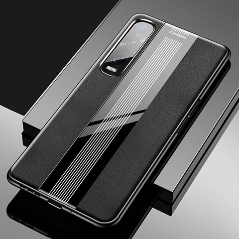 Coque Silicone Gel Motif Cuir Housse Etui S02 pour Oppo Find X2 Pro Noir