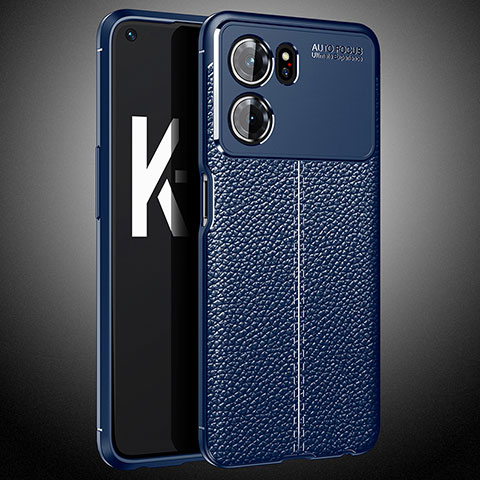 Coque Silicone Gel Motif Cuir Housse Etui S02 pour Oppo K10 5G Bleu