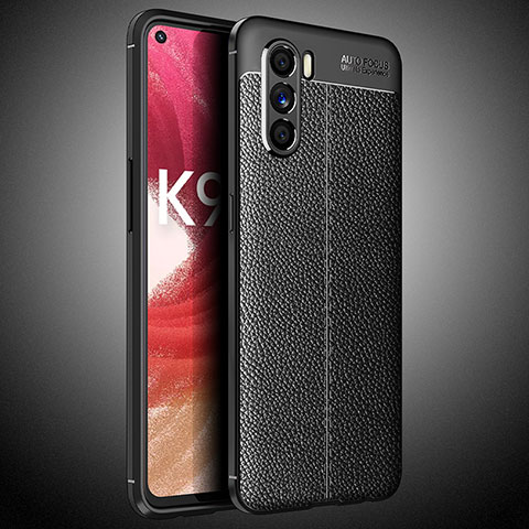 Coque Silicone Gel Motif Cuir Housse Etui S02 pour Oppo K9 Pro 5G Noir