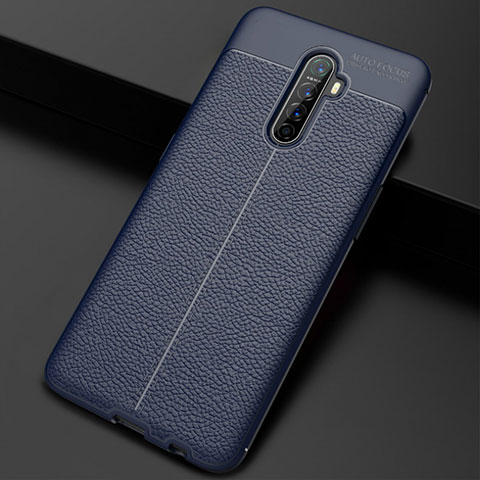 Coque Silicone Gel Motif Cuir Housse Etui S02 pour Oppo Reno Ace Bleu