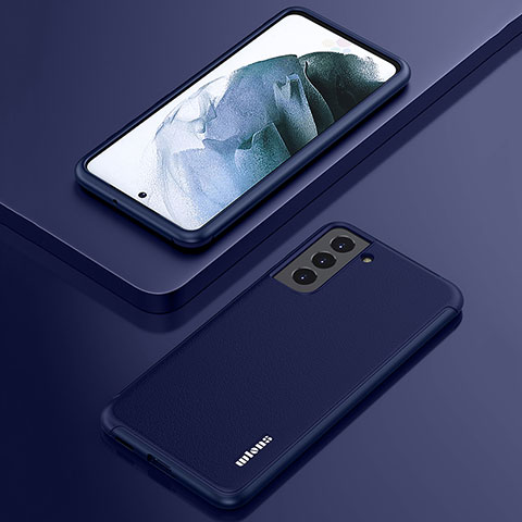 Coque Silicone Gel Motif Cuir Housse Etui S02 pour Samsung Galaxy S22 5G Bleu