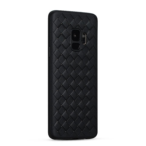 Coque Silicone Gel Motif Cuir Housse Etui S02 pour Samsung Galaxy S9 Noir