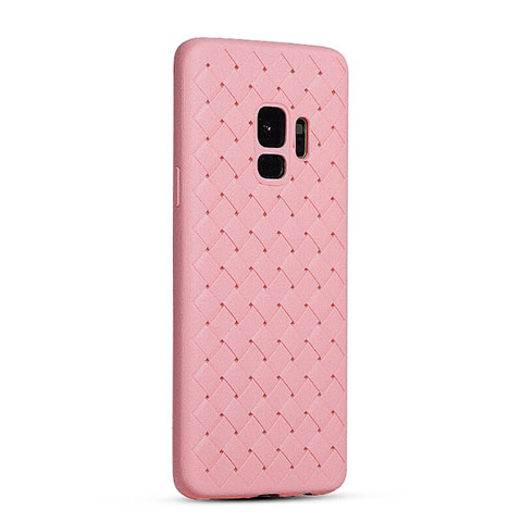 Coque Silicone Gel Motif Cuir Housse Etui S02 pour Samsung Galaxy S9 Rose