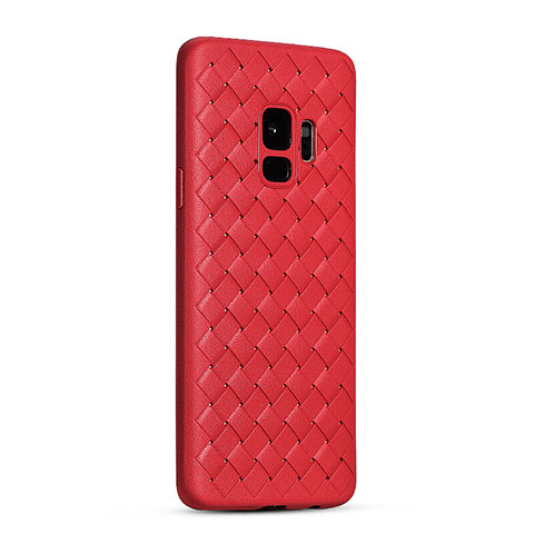 Coque Silicone Gel Motif Cuir Housse Etui S02 pour Samsung Galaxy S9 Rouge