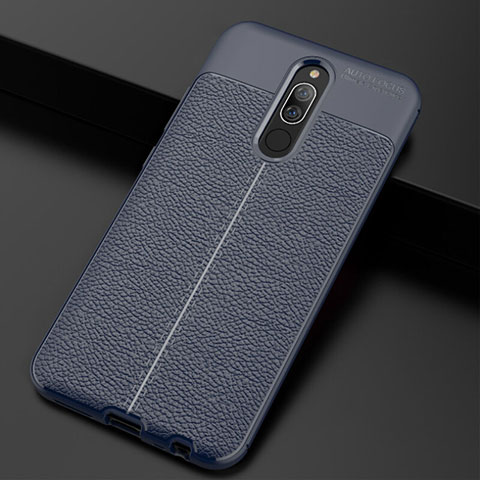 Coque Silicone Gel Motif Cuir Housse Etui S02 pour Xiaomi Redmi 8 Bleu