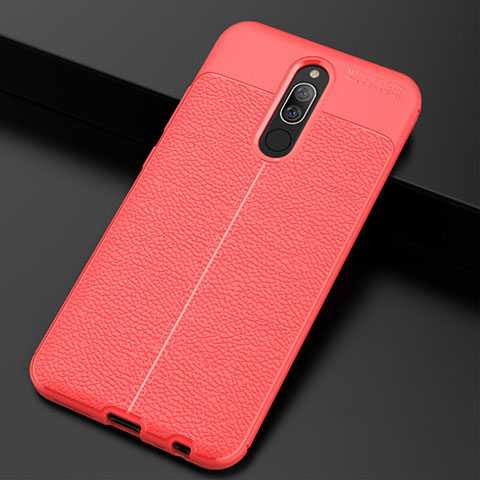 Coque Silicone Gel Motif Cuir Housse Etui S02 pour Xiaomi Redmi 8 Rouge