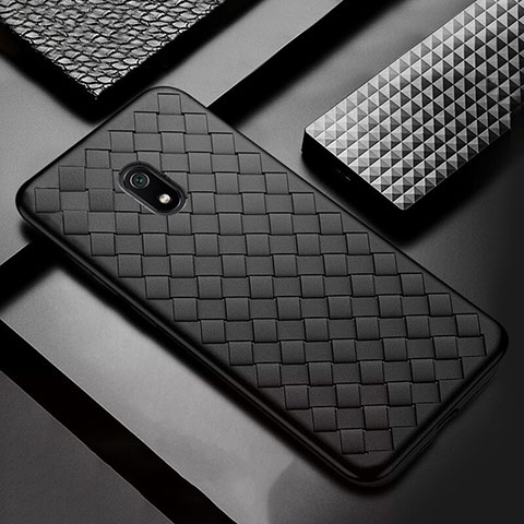 Coque Silicone Gel Motif Cuir Housse Etui S02 pour Xiaomi Redmi 8A Noir