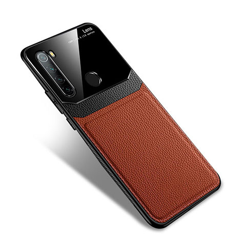 Coque Silicone Gel Motif Cuir Housse Etui S02 pour Xiaomi Redmi Note 8 (2021) Marron