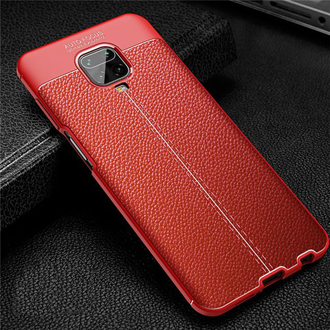 Coque Silicone Gel Motif Cuir Housse Etui S02 pour Xiaomi Redmi Note 9 Pro Max Rouge