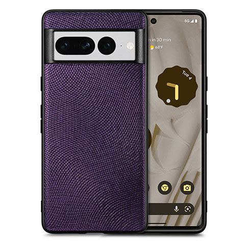 Coque Silicone Gel Motif Cuir Housse Etui S02D pour Google Pixel 7 Pro 5G Violet