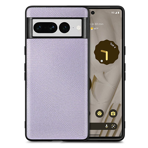 Coque Silicone Gel Motif Cuir Housse Etui S02D pour Google Pixel 7 Pro 5G Violet Clair