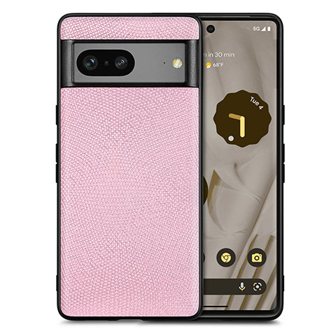 Coque Silicone Gel Motif Cuir Housse Etui S02D pour Google Pixel 7a 5G Rose