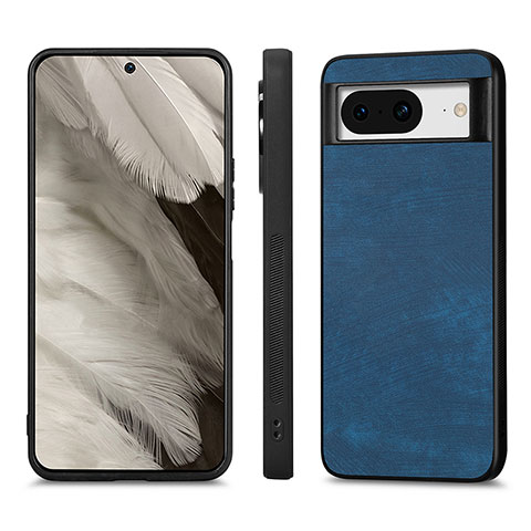 Coque Silicone Gel Motif Cuir Housse Etui S02D pour Google Pixel 8 5G Bleu