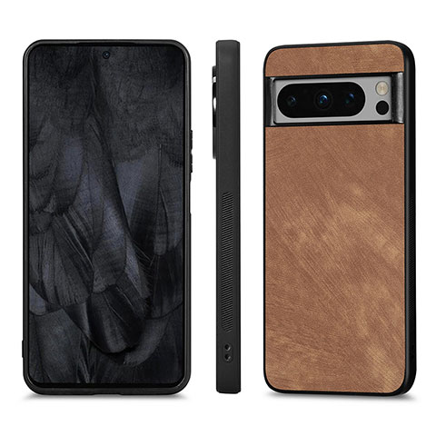 Coque Silicone Gel Motif Cuir Housse Etui S02D pour Google Pixel 8 Pro 5G Brun Clair