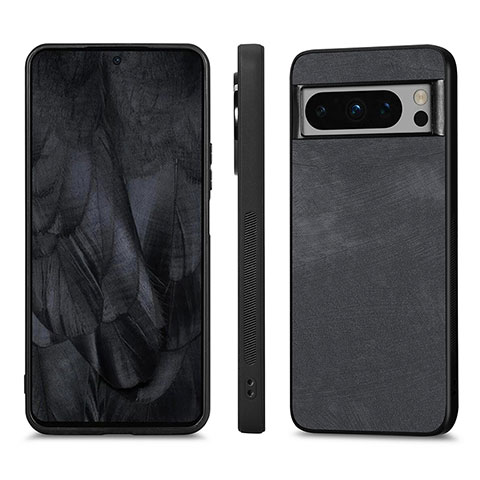 Coque Silicone Gel Motif Cuir Housse Etui S02D pour Google Pixel 8 Pro 5G Noir