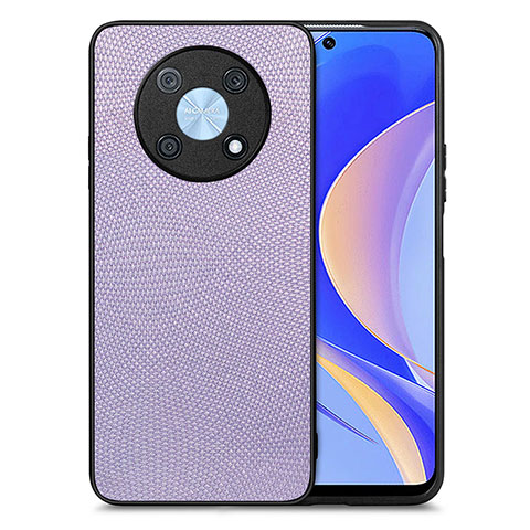 Coque Silicone Gel Motif Cuir Housse Etui S02D pour Huawei Enjoy 50 Pro Violet Clair