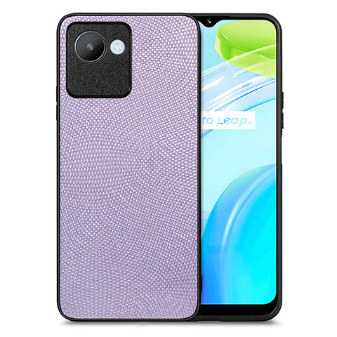 Coque Silicone Gel Motif Cuir Housse Etui S02D pour Realme C30s Violet Clair