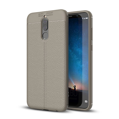 Coque Silicone Gel Motif Cuir Housse Etui S03 pour Huawei Mate 10 Lite Gris