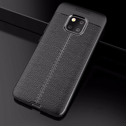 Coque Silicone Gel Motif Cuir Housse Etui S03 pour Huawei Mate 20 Pro Noir