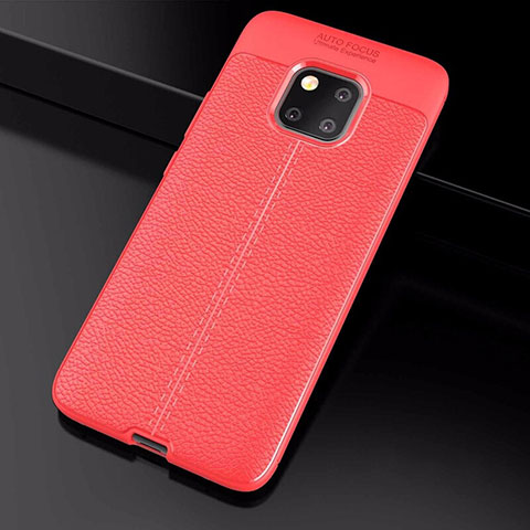 Coque Silicone Gel Motif Cuir Housse Etui S03 pour Huawei Mate 20 Pro Rouge