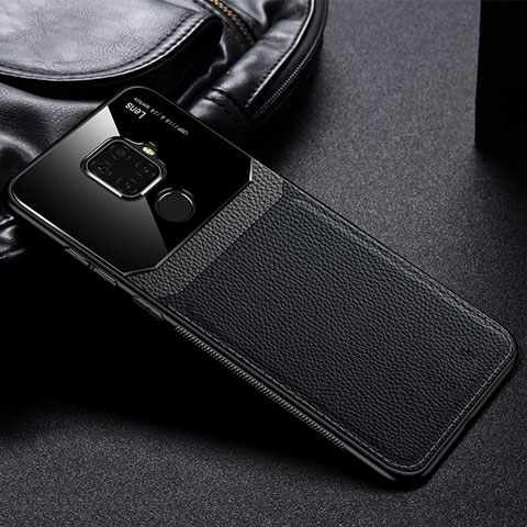 Coque Silicone Gel Motif Cuir Housse Etui S03 pour Huawei Mate 30 Lite Noir