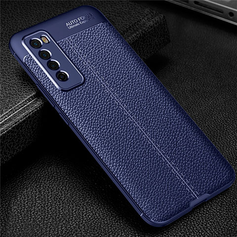 Coque Silicone Gel Motif Cuir Housse Etui S03 pour Huawei Nova 7 5G Bleu