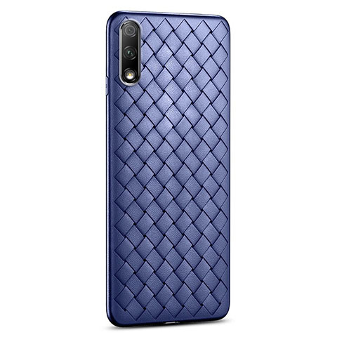 Coque Silicone Gel Motif Cuir Housse Etui S03 pour Huawei Y9 Prime (2019) Bleu