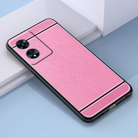 Coque Silicone Gel Motif Cuir Housse Etui S03 pour Oppo A1 5G Rose