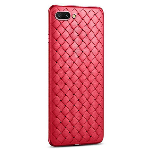 Coque Silicone Gel Motif Cuir Housse Etui S03 pour Oppo A5 Rouge