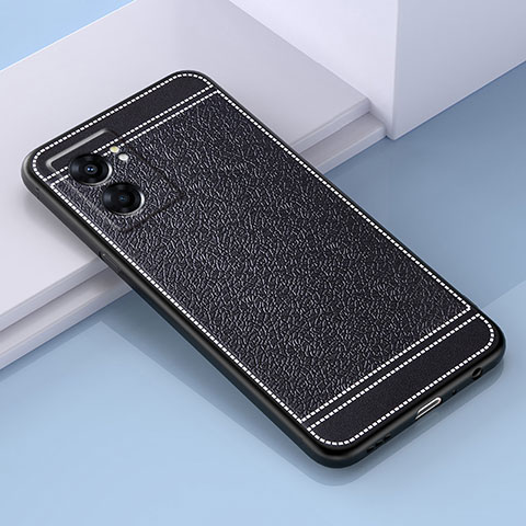 Coque Silicone Gel Motif Cuir Housse Etui S03 pour Oppo A56S 5G Noir