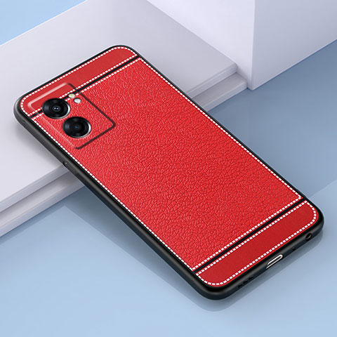 Coque Silicone Gel Motif Cuir Housse Etui S03 pour Oppo A77 5G Rouge