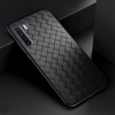 Coque Silicone Gel Motif Cuir Housse Etui S03 pour Oppo A91 Noir