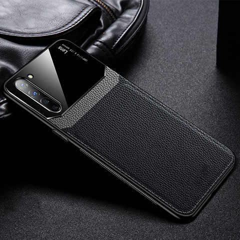 Coque Silicone Gel Motif Cuir Housse Etui S03 pour Oppo Reno3 Noir