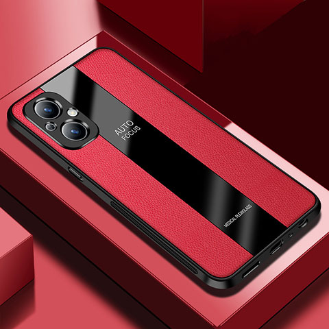 Coque Silicone Gel Motif Cuir Housse Etui S03 pour Oppo Reno7 Lite 5G Rouge